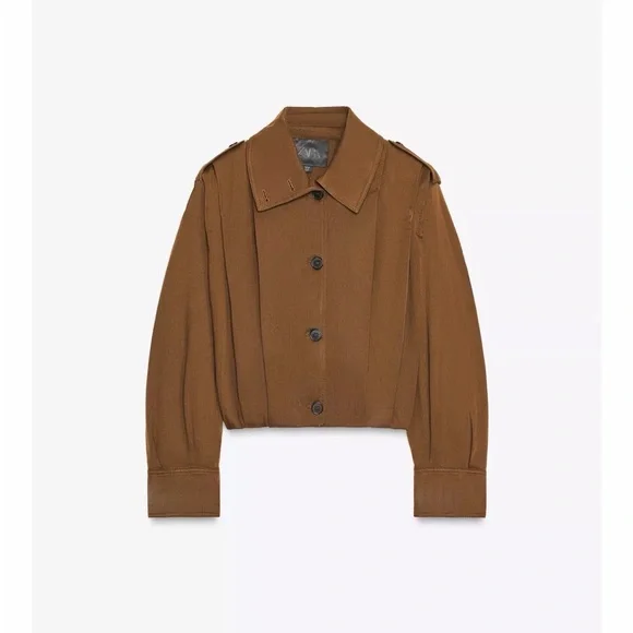 NEW!!! ZARA PLEATED JACKET WITH TABS ZW COLLECTION Size L - Picture 2 of 13
